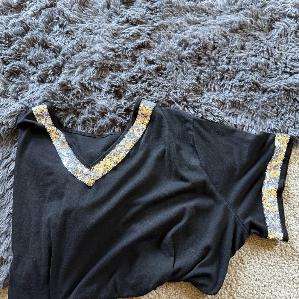 SHEIN Black Tee with Metallic Accents
